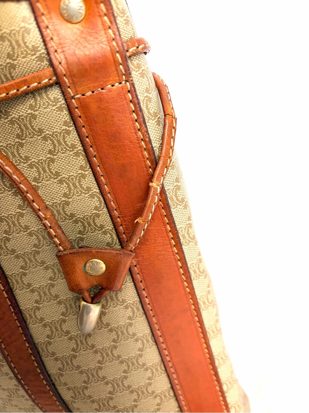 Vintage Celine Macadam Bucket Bag with Pouch and Dustbag - Beige Taupe Cognac - Picture 6 of 14